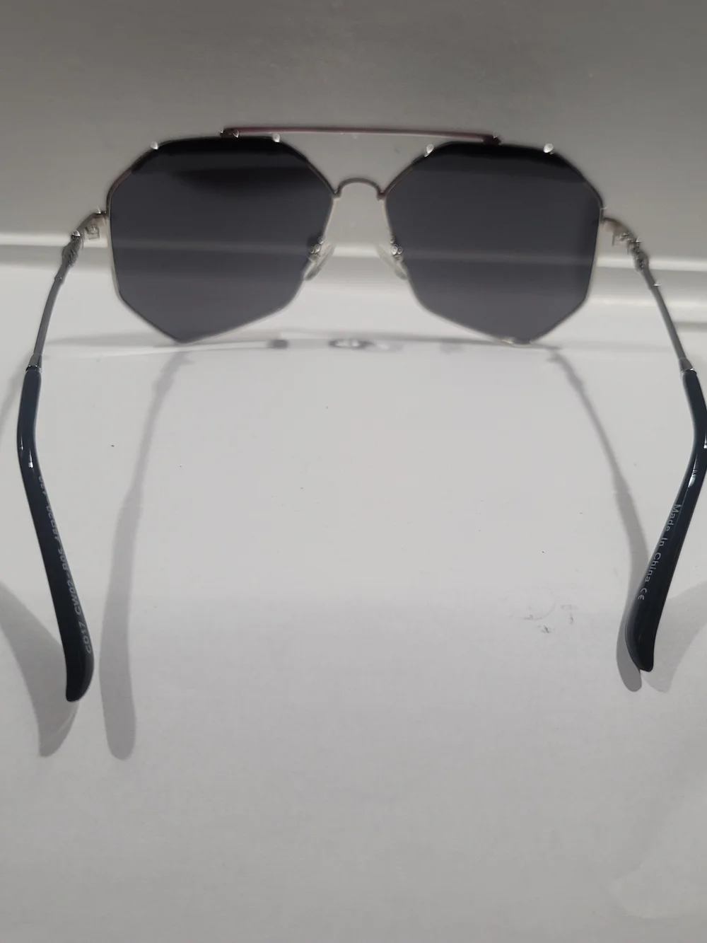 Silver Geometric Aviator Sunglasses